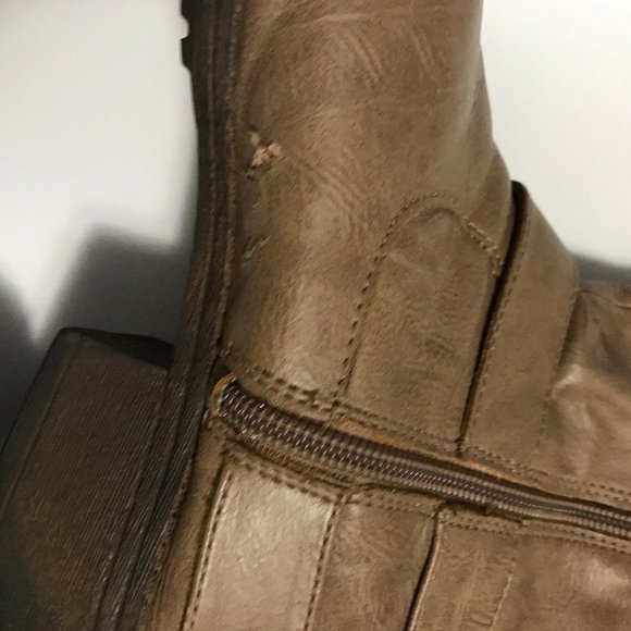 Kohl's Shoes Kohls Tan Zip Faux Leather Buckle Boots 8 Poshmark